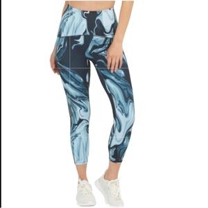 Spanx Active Booty Boost Active 7/8 Print Leggings Blue Black Size Small NWT!